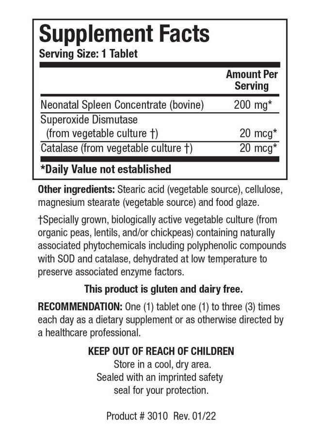 Biotics Research Cytozyme SP Neonatal Spleen. Supports Healthy Iron and Bilirubin Levels, Provides Immune Support, Supports Spleen Function, SOD, Catalase, Potent Antioxidant Activity 60 Tabs - Image 2