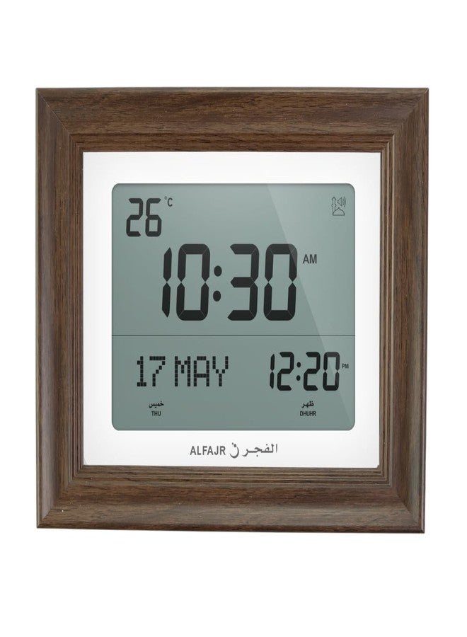 ALFAJR Automatic Worldwide Digital Azan/Athan/Nimaz Prayer Wall and Desk White Clock CF-19 with Detachable Frame (Sepia) - Image 2