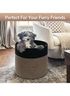Goodpick Goodpick Woven Rope Storage Basket, Blanket Basket for Towel, Shoe, Clothes, Large Toy Storage for Playroom, Living Room, Nursery, Toy Bin, Black  - Image 5