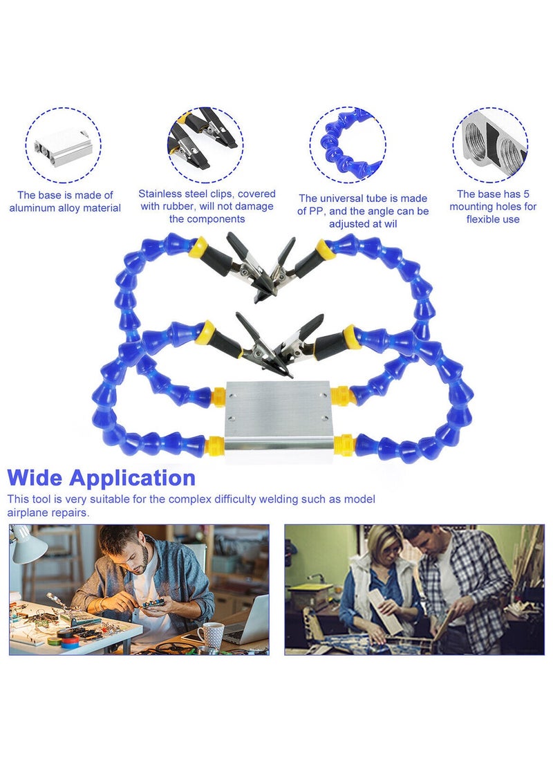 Soldering Helping Hands Clamp, 4 Soldering Arms with Adjustable Vise Clip, Non-Slip Base, for DIY Soldering,Assembly, Repair, Modeling, Hobby