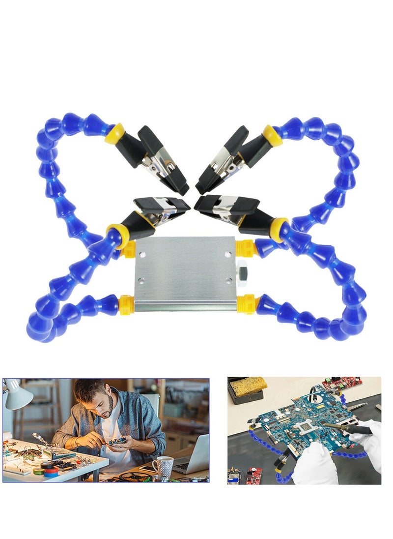 Soldering Helping Hands Clamp, 4 Soldering Arms with Adjustable Vise Clip, Non-Slip Base, for DIY Soldering,Assembly, Repair, Modeling, Hobby