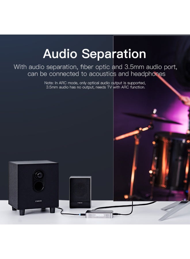 VENTION 3 In 1 Out HDMI Switcher With Audio Separation Gray Metal Type Model # AFJH0 - Image 4