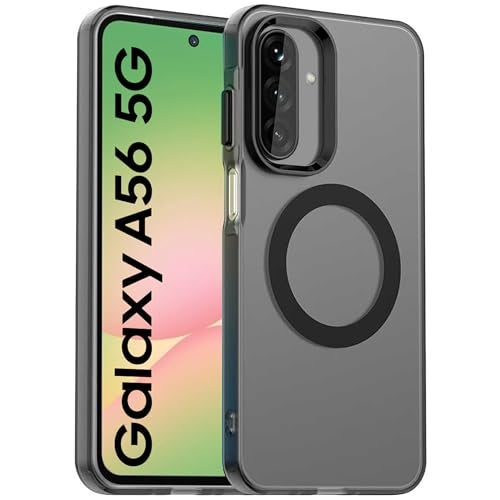 Elzzi Magnetic Case for Samsung Galaxy A56/A36 5G Cover, Compatible with MagSafe Slim Fit Shockproof Translucent Matte Hard PC Back Cover with Protective Bumper for Men & Women (Black) - Image 1