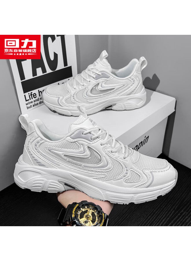 Warrior Men's Autumn Breathable Sports Shoes New Men's Mesh Sneakers White Gray Size 42
