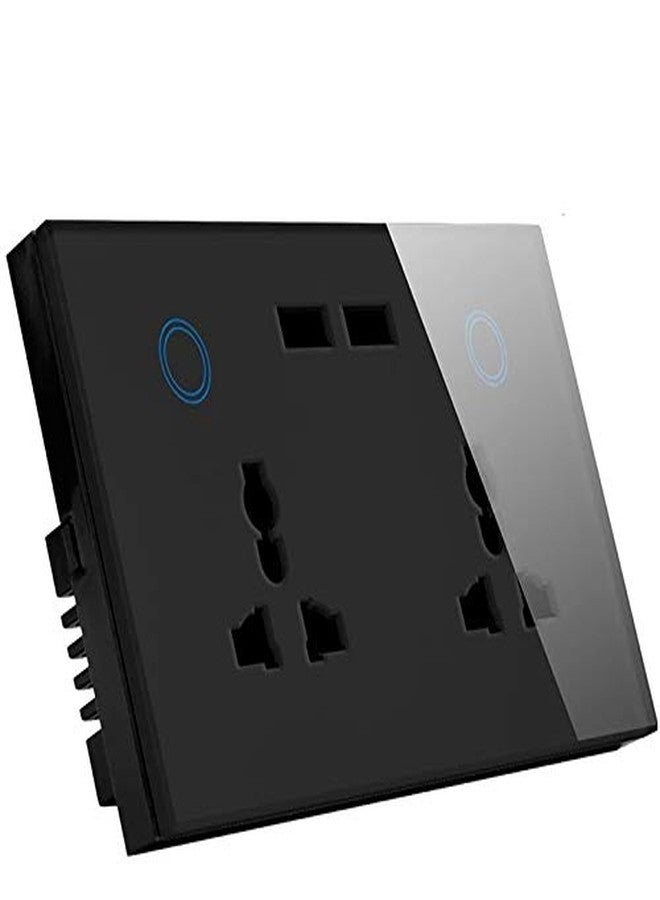 Protium Smart Touch Combo Switch, WiFi Switch Compatible with Alexa, Google Home, IFTTT & Smart life App (Dual Socket+ Dual USB, Black) - Image 1