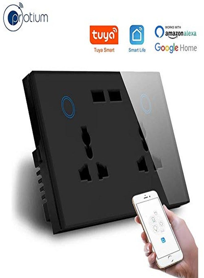 Protium Smart Touch Combo Switch, WiFi Switch Compatible with Alexa, Google Home, IFTTT & Smart life App (Dual Socket+ Dual USB, Black) - Image 2