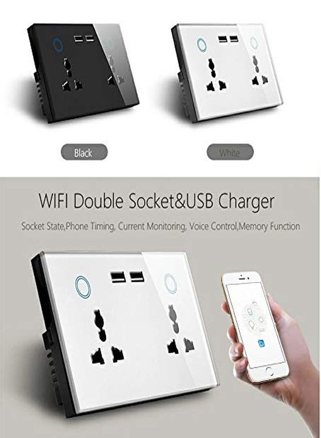 Protium Smart Touch Combo Switch, WiFi Switch Compatible with Alexa, Google Home, IFTTT & Smart life App (Dual Socket+ Dual USB, Black) - Image 3