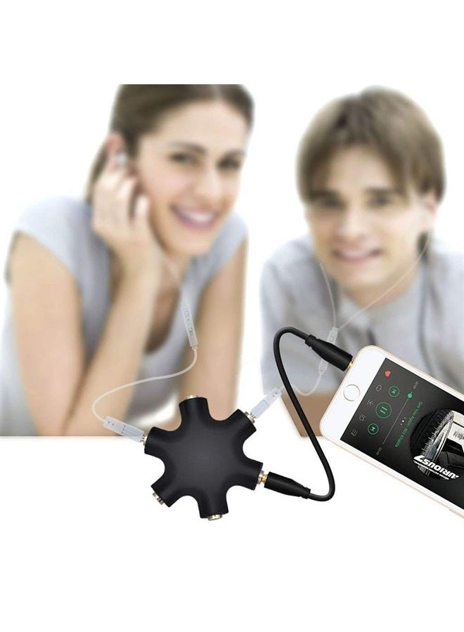 onelinkmore Headphone Splitter, 5-Jack 3.5 mm Audio Headphone Splitter Stereo Audio Headset Adapter, Audio Earbuds Earphones Plug 5 Way 1 Male to 4 Female Splitter with 3.5mm Stereo Cable  - Image 5