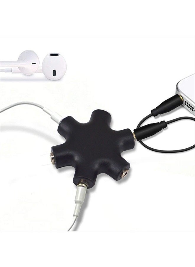 onelinkmore Headphone Splitter, 5-Jack 3.5 mm Audio Headphone Splitter Stereo Audio Headset Adapter, Audio Earbuds Earphones Plug 5 Way 1 Male to 4 Female Splitter with 3.5mm Stereo Cable  - Image 3
