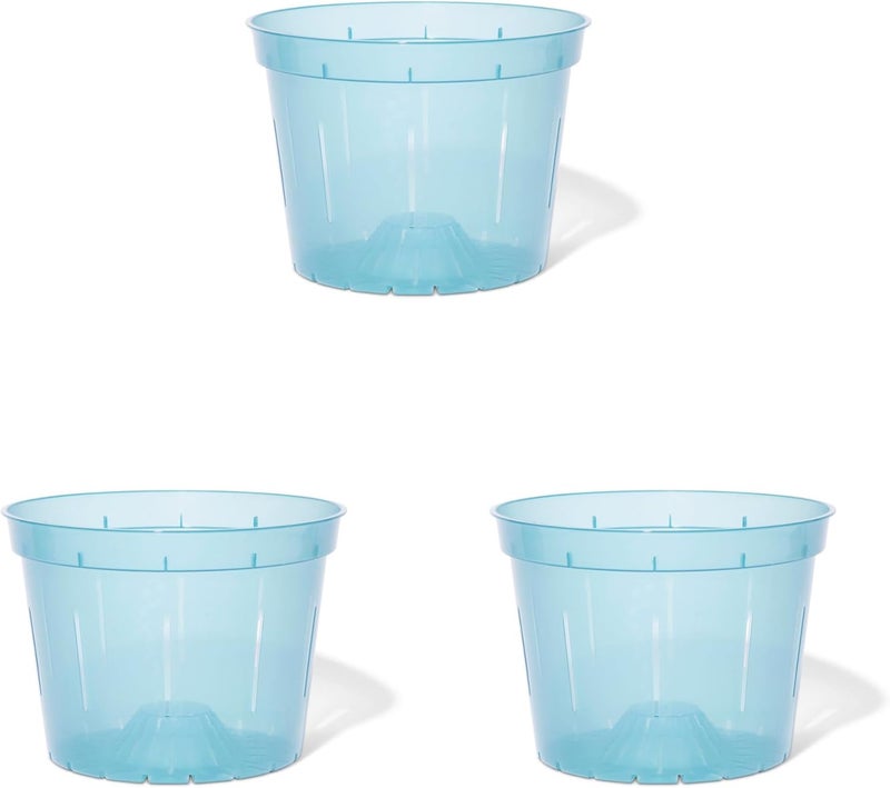 rePotme Orchid Pot - 8 inch Slotted Orchid Pots with Holes - 3 Pack (Blue Sapphire) - Image 1