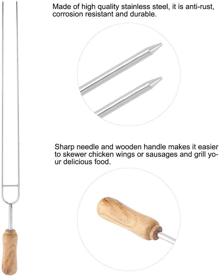 klarako Kebab Skewers Double Prong BBQ Skewers for Grilling Long Reusable Shish Kabob Stainless Steel Sticks Set 6pcs 15.8" - Image 4