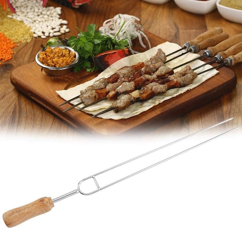 klarako Kebab Skewers Double Prong BBQ Skewers for Grilling Long Reusable Shish Kabob Stainless Steel Sticks Set 6pcs 15.8" - Image 3