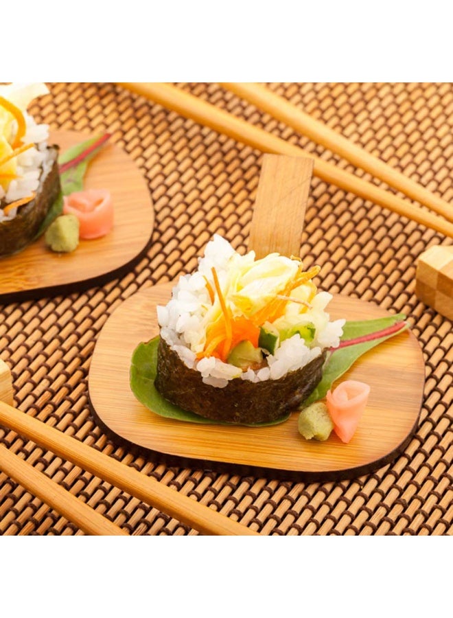 Restaurantware 4 Inch x 3 Inch Bamboo Serving Plates, 100 Oval Pastry Plates - With Handle, Disposable, Bamboo Mini Bamboo Plates, For Weddings, Parties, And Catered Events  - Image 3