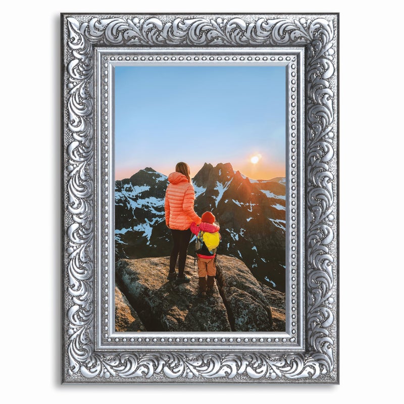 VictoR 4x6 Picture Frame Rubens Black Silver - Picture Frames 4x6 - with Shutterproof Acrylic Glass - Antique Frames - Black Frame 4 by 6 - Image 4