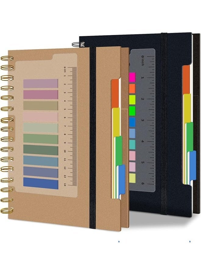 2 Pcs Spiral Notebook for Work, 2 Pack A5 Hardcover Notebooks College Ruled with Dividers Tabs A5 Large Spiral Bound Journal for School Office Supplies Note Taking