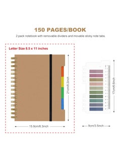 DUNISO 2 Pcs Spiral Notebook For Work, Hardcover Notebooks, College Ruled With Dividers Tabs Bound Journal, For School Office Supplies Note Taking, 15.9”x8.2”(Black/Brown)  - Image 4
