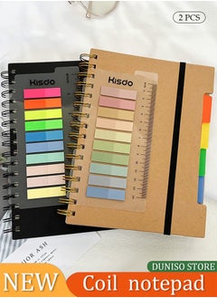DUNISO 2 Pcs Spiral Notebook For Work, Hardcover Notebooks, College Ruled With Dividers Tabs Bound Journal, For School Office Supplies Note Taking, 15.9”x8.2”(Black/Brown)  - Image 3