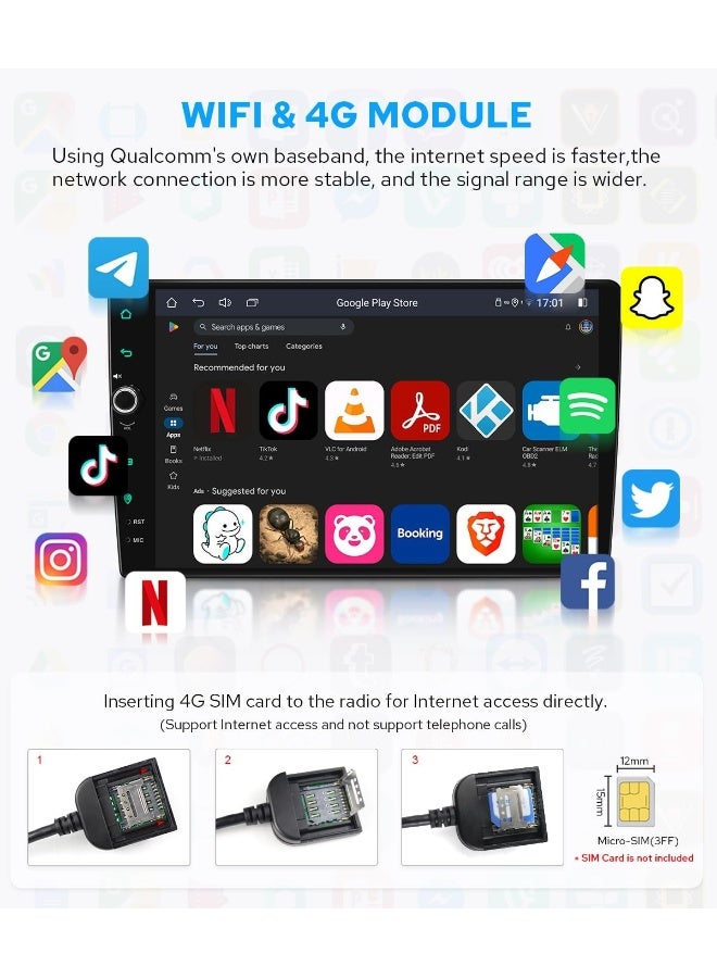 Vierex Android Car Stereo Screen For Toyota Corolla 2017 2018 Levin 2017 With Apple Carplay Android Auto Wireless WiFi DSP FM&AM BT AHD Camera Included Fast Interface (8+128GB Carplay 8CORE) - Image 3