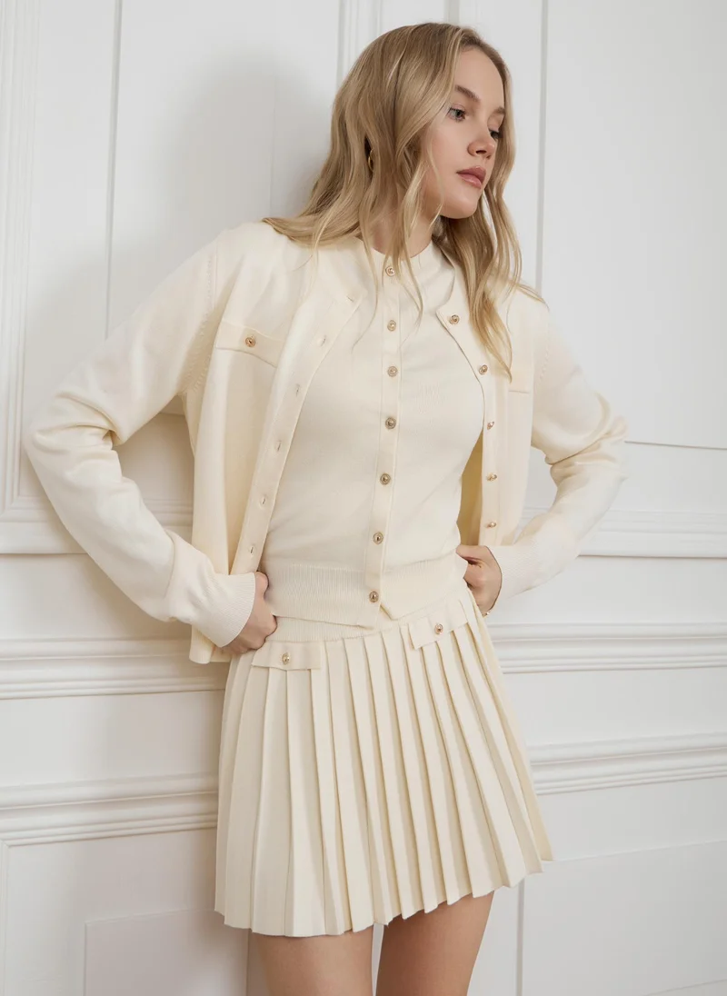 Lichi Pleated jersey knit mini skirt