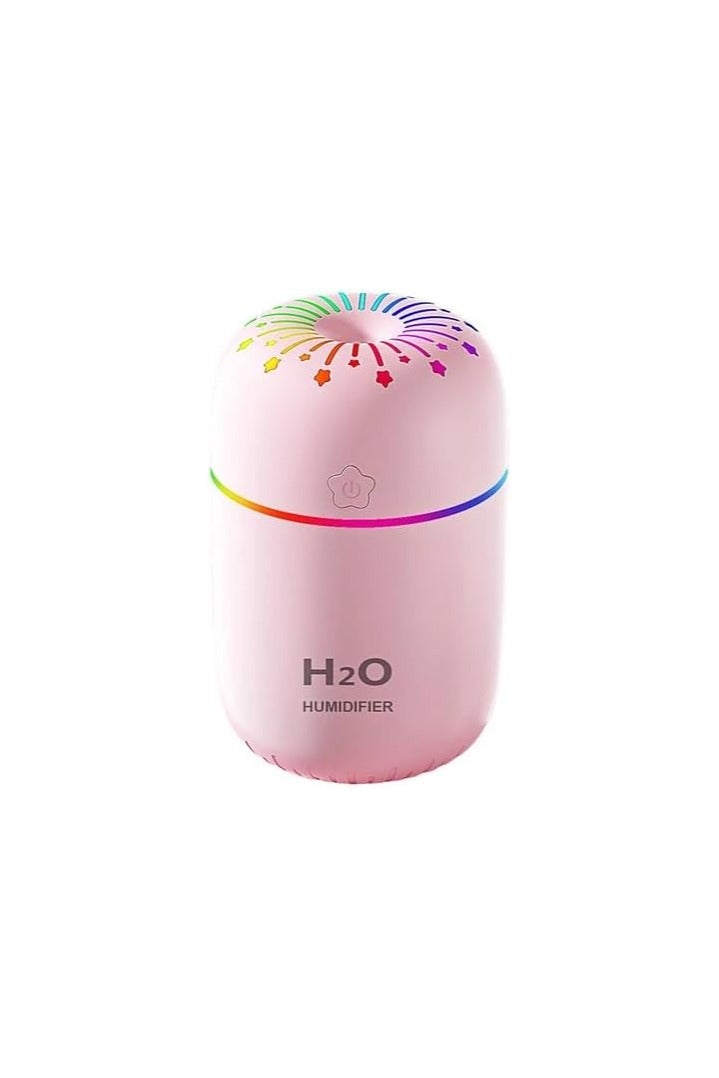 Enjoy a refreshing and calming atmosphere with the elegant groove-light design H2O diffuser, featuring a USB connection, in pink color. - Image 1