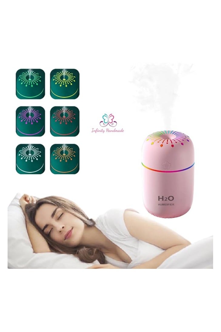 Enjoy a refreshing and calming atmosphere with the elegant groove-light design H2O diffuser, featuring a USB connection, in pink color. - Image 5