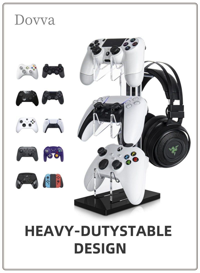 Dovva Universal 3 Tier Controller Stand and Headset Holder Game Accessories Storage Bracket for PS5 Pro / Xbox ONE/Switch/Playstation 5 / PS5 Slim / PS4, Controller Holder Headset Stand Gaming Accessories Black - Image 1