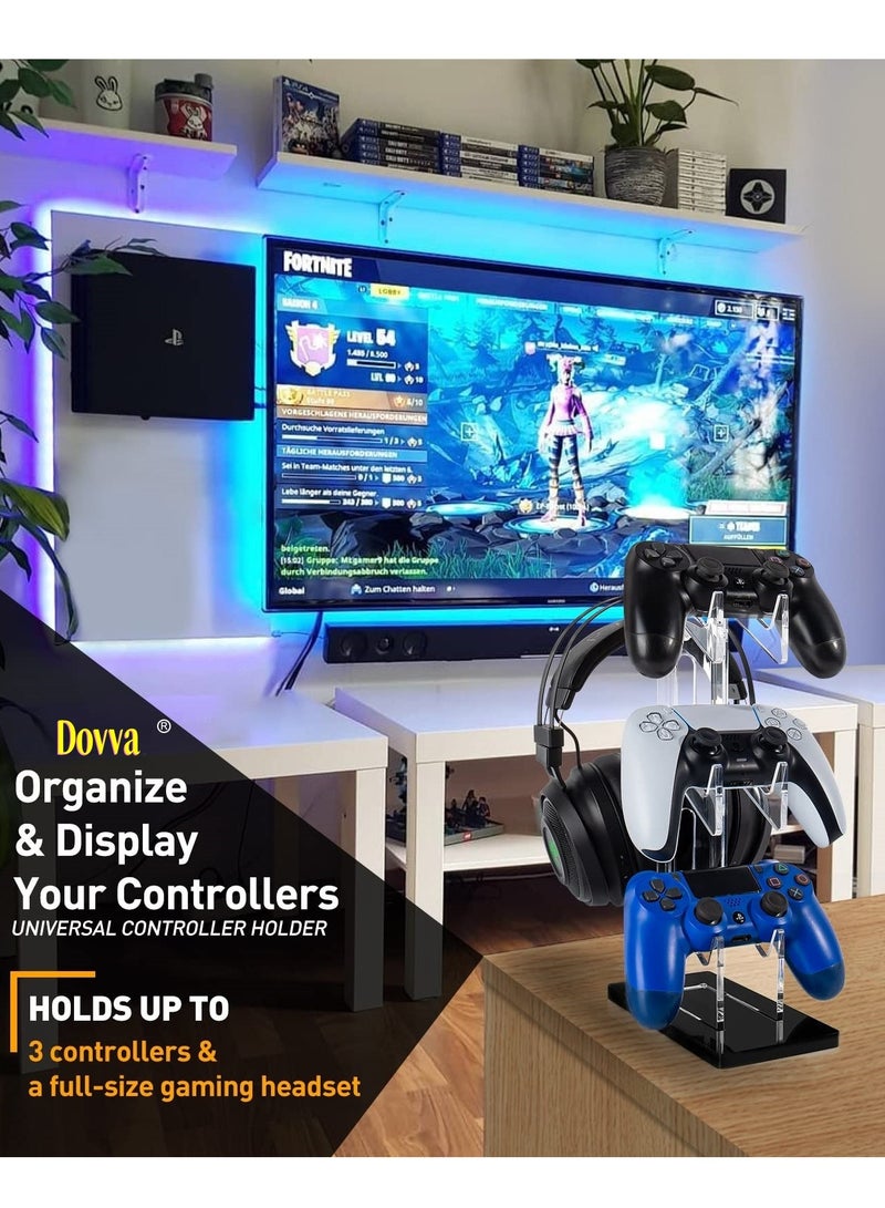 Dovva Universal 3 Tier Controller Stand and Headset Holder Game Accessories Storage Bracket for PS5 Pro / Xbox ONE/Switch/Playstation 5 / PS5 Slim / PS4, Controller Holder Headset Stand Gaming Accessories Black - Image 2