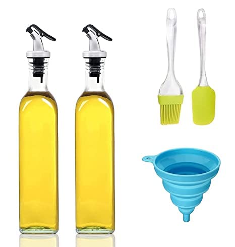 QUALIZA Silicone Oil FunnelSilicone Spatula2 Oil Bottle Vinegar Storage Dispenser 500 mlPack of 5 Combo - Image 1