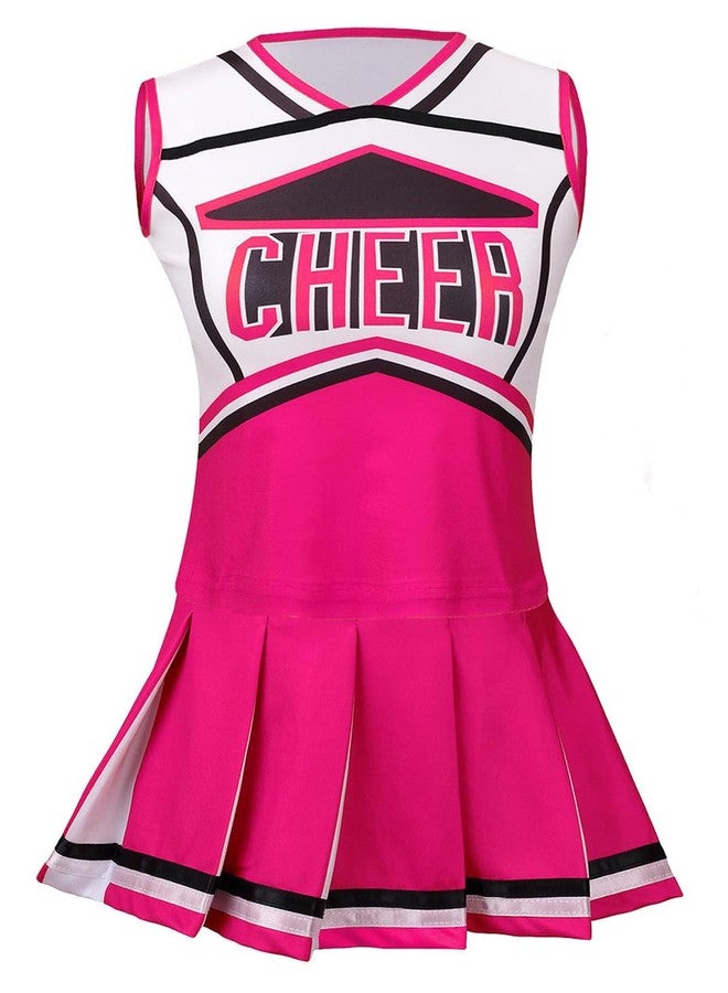 GRAJTCIN Cheerleader Outfit for Girls Cheer Uniform Cheerleading Costume Halloween Christmas Dress for 6-7 Years (130, Rose Red) - Image 4