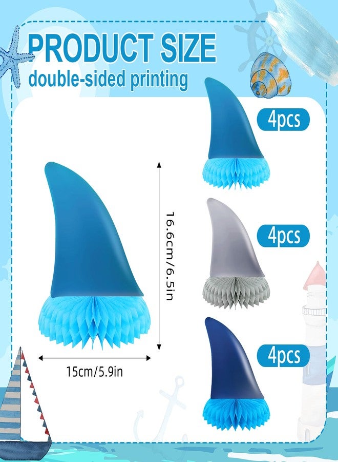 Weekgrat 12 قطعة من زينة حفلات أعياد الميلاد على شكل سمكة قرش، تتضمن زينة على شكل زعنفة قرش على شكل قرص العسل، وزينة طاولة على شكل زعنفة قرش، وزينة طاولة على شكل سمكة قرش، وزينة طاولة علوية لحفلات صيفية مستوحاة من المحيط. - Image 2