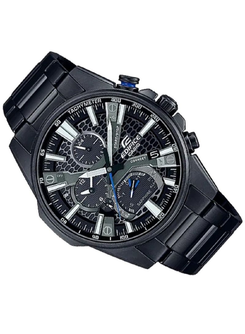 كاسيو Casio Edifice Smartphone Link Men Solar Power Black Dial Stainless Steel Black مطلي بطلاء مؤين حزام EQB-1200DC-1ADR. - Image 2