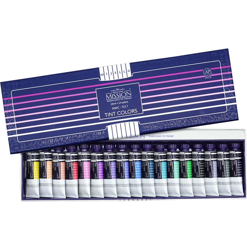Mijello Mission Design White Water Color Paint Good Pigmentation Tube for Drawing Art work Craft_ MWC7017_17 Colors Set - Image 2