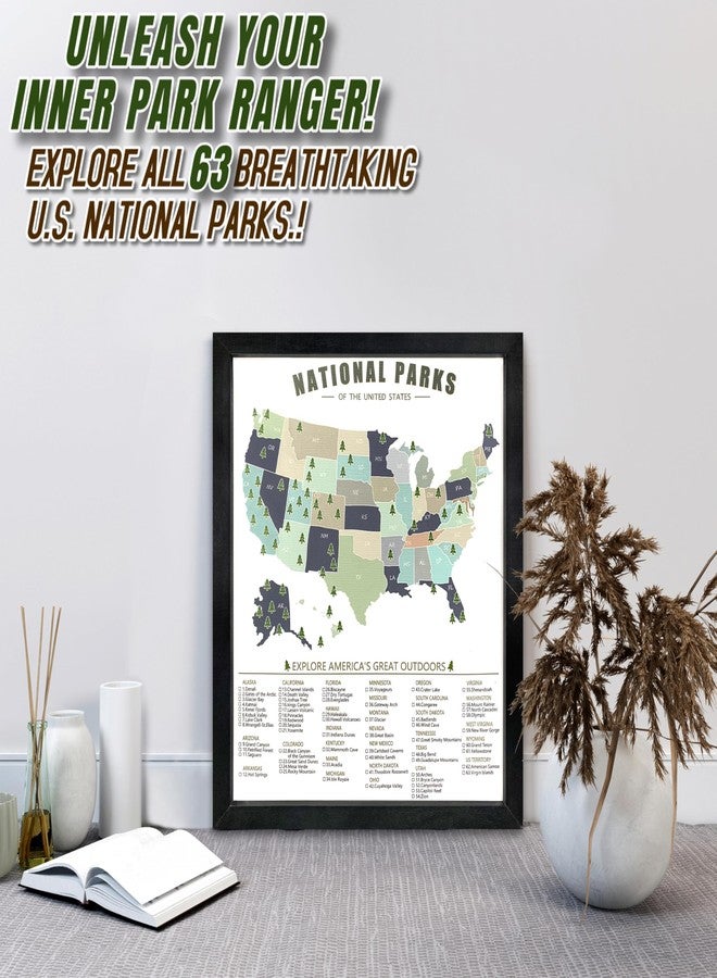 flinelife National Parks Map Checklist With Pins and Pen, 12X10, National Park Map, Perfect for National Parks Lovers, Hiker, Couples and Families Gift - Image 2
