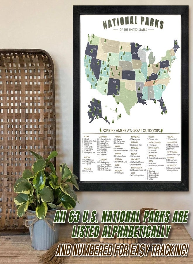 flinelife National Parks Map Checklist With Pins and Pen, 12X10, National Park Map, Perfect for National Parks Lovers, Hiker, Couples and Families Gift - Image 3