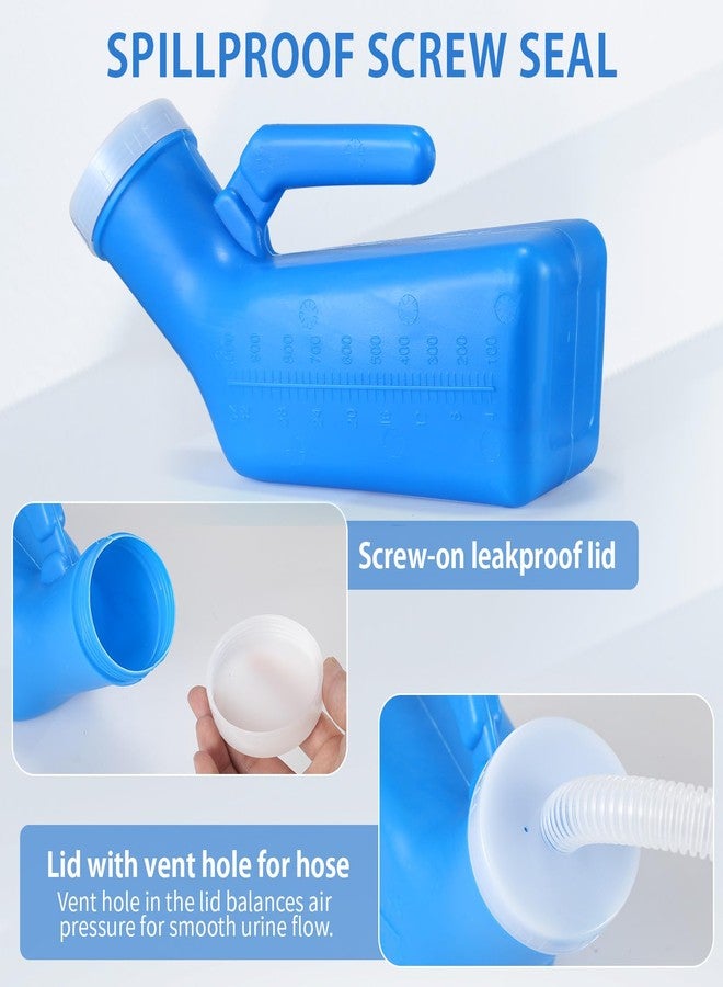 ONEDONE Portable Urinals for Men Spill Proof with Long Hose Travel Urinal for Kids Male Urinal Emergency Urinal Pee Bottle for Toddler Boys Men 33 OZ Urine Bottle for Camping Car Travel Blue - Image 3
