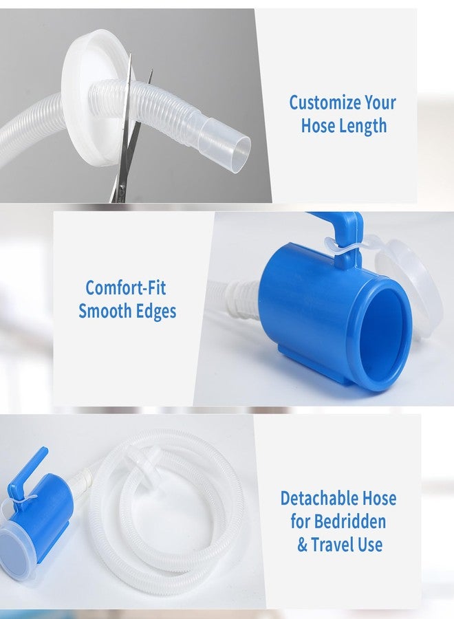 ONEDONE Portable Urinals for Men Spill Proof with Long Hose Travel Urinal for Kids Male Urinal Emergency Urinal Pee Bottle for Toddler Boys Men 33 OZ Urine Bottle for Camping Car Travel Blue - Image 5