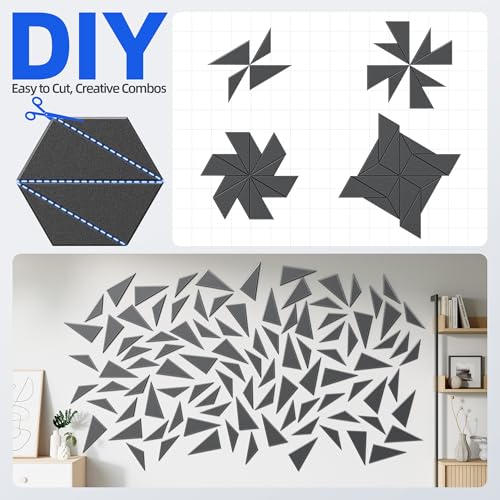 ZonaSonic 12 Pack Acoustic Panels with Self-Adhesive 12"X10"X0.4" Sound Proof Foam Panels for Walls, High Density Soundproof Wall Panels, Z-Line Hexagon Sound Dampening Panels for Home Studio Decor Office-Black - Image 4