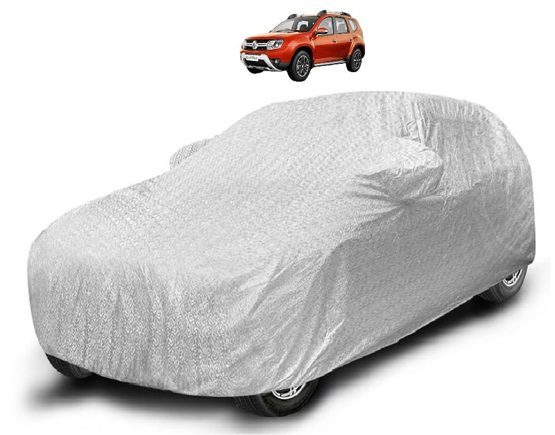 Auto Hub Waterproof Car Cover Compatible with Duster (Model- 2012-2025) with Mirror Pocket, Soft Cotton Lining, Waterproof Duster Car Cover- Metallic Silver - Image 1