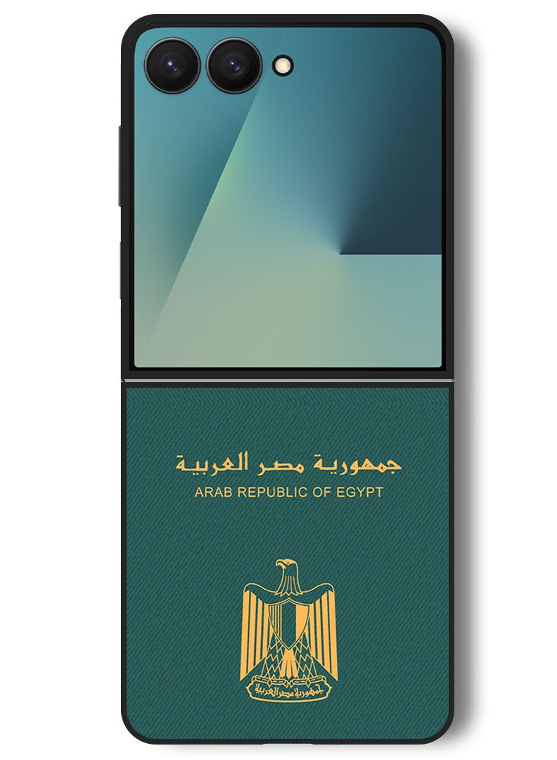 Theodor Case Compatible with Samsung Galaxy Z Flip 7 - 6.9 Inch Protection Shockproof Bumper Cover Egypt Passport - Image 1