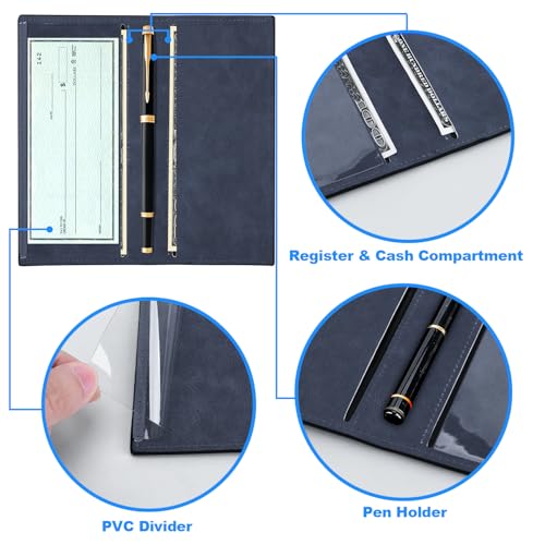 CASMONAL Premium Leather Checkbook Cover for Men and Women Checkbook Holder Wallet RFID Blocking - Image 3