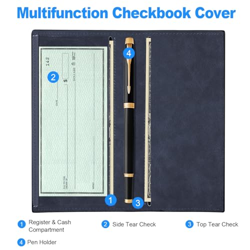 CASMONAL Premium Leather Checkbook Cover for Men and Women Checkbook Holder Wallet RFID Blocking - Image 2