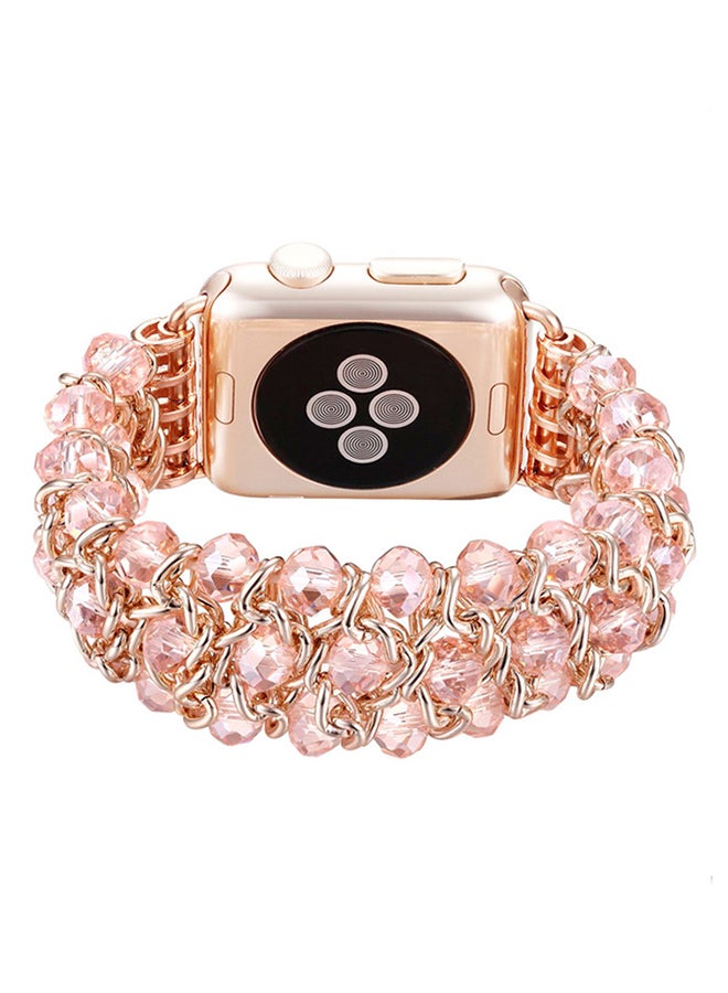 ISank Elasticized Crystal Strap Replacement Band for Apple Watch Series 1/2/3/4 38mm/40mm Pink - Image 2