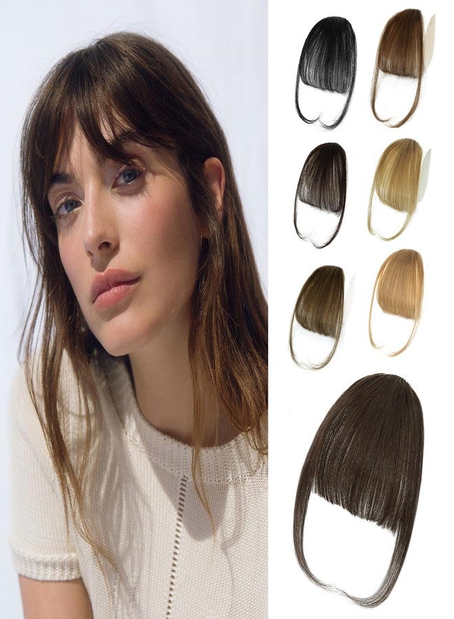 NAYOO Bangs Hair Clip- Darkest Brown Fake Bangs 100% Real Human Hair Extensions Wispy Bangs for Women Fringe with Temples Hairpieces Curved Bangs for Daily Wear (2# darkest brown, Wispy Bangs) - Image 1