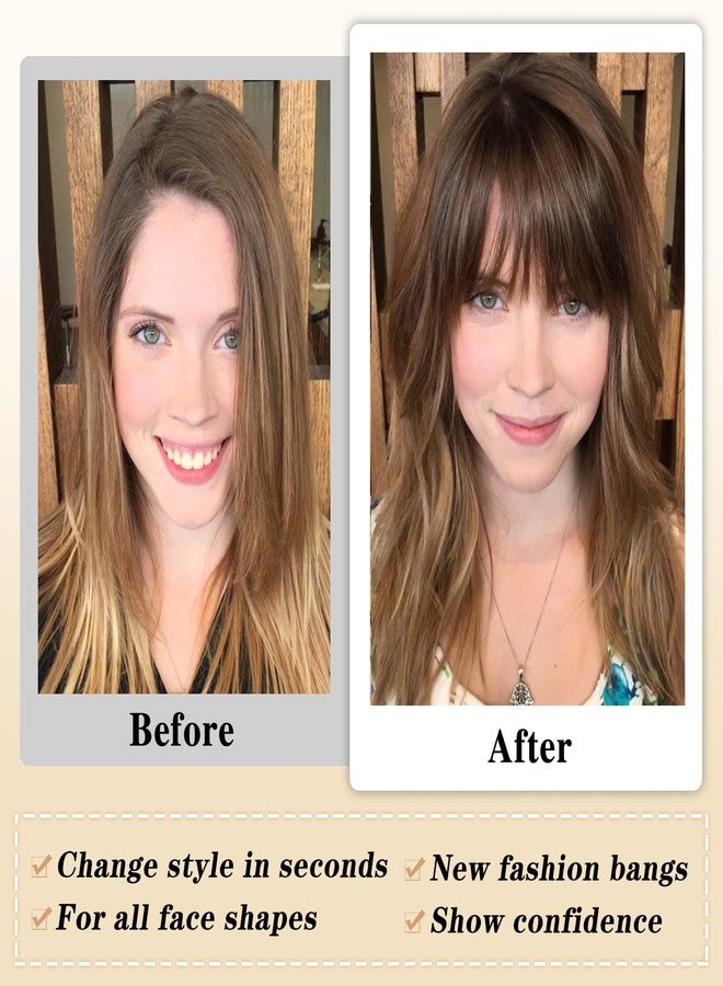 NAYOO Bangs Hair Clip- Darkest Brown Fake Bangs 100% Real Human Hair Extensions Wispy Bangs for Women Fringe with Temples Hairpieces Curved Bangs for Daily Wear (2# darkest brown, Wispy Bangs) - Image 5