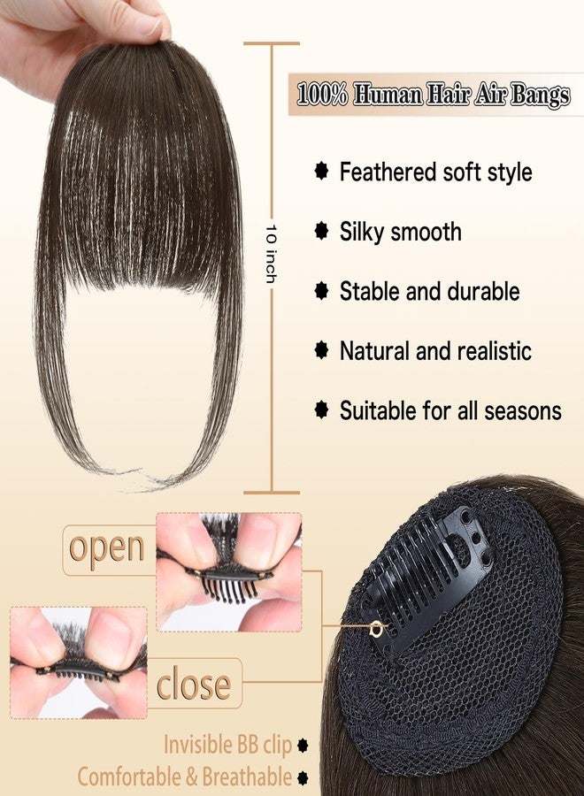 NAYOO Bangs Hair Clip- Darkest Brown Fake Bangs 100% Real Human Hair Extensions Wispy Bangs for Women Fringe with Temples Hairpieces Curved Bangs for Daily Wear (2# darkest brown, Wispy Bangs) - Image 2
