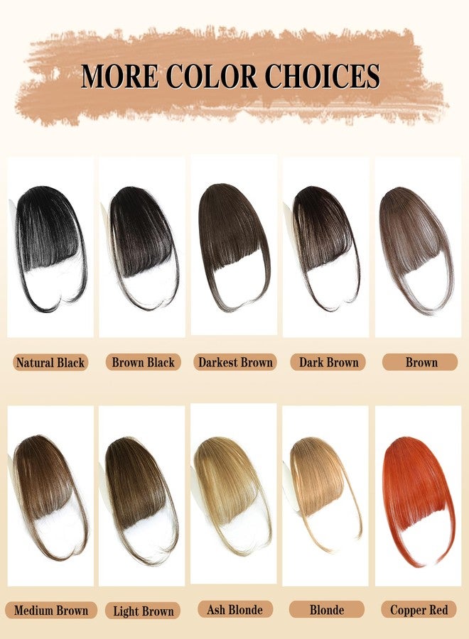 NAYOO Bangs Hair Clip- Darkest Brown Fake Bangs 100% Real Human Hair Extensions Wispy Bangs for Women Fringe with Temples Hairpieces Curved Bangs for Daily Wear (2# darkest brown, Wispy Bangs) - Image 4