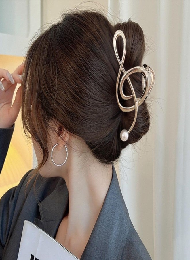 Jacnkb Music Note Hair Clips Metal Music Note Hair Claw Clips Musical Score Hair Claws With Pearl Large Clef Claw Clip Strong Hold Nonslip Hair Jaw Clip for Thin Thick Hair Stylish Hair Accessories for Women - Image 4