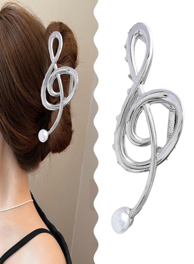 Jacnkb Music Note Hair Clips Metal Music Note Hair Claw Clips Musical Score Hair Claws With Pearl Large Clef Claw Clip Strong Hold Nonslip Hair Jaw Clip for Thin Thick Hair Stylish Hair Accessories for Women - Image 1