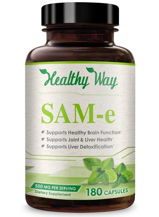 HealthyWayRx HealthyWayRx 500mg SAM-e Supplement - High Strength 500mg S-Adenosyl-L-Methionine Capsules for Joint Brain Liver and Mood Support - Non-GMO High Absorption Same Supplement (180 Servings)  - Image 1