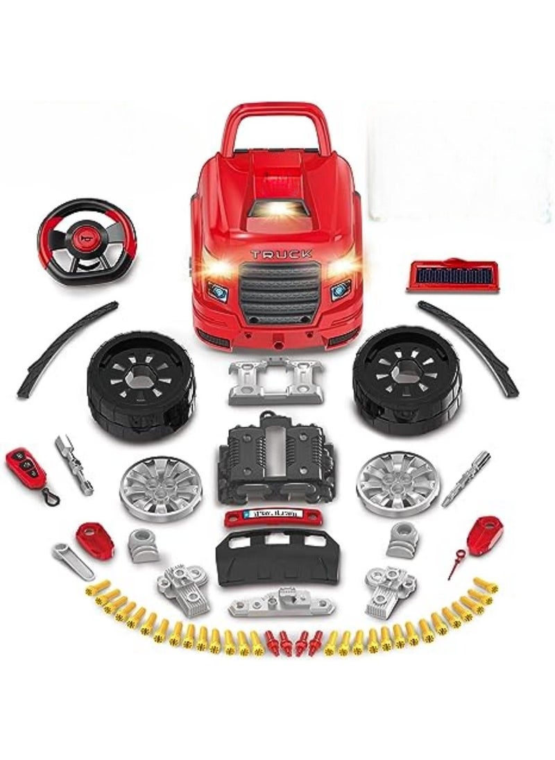 Generic - Motor Mechanic Engine Repair Toy Kids Big Truck Head Auto Service Fix Car Station Premium Take Apart Workshop Playset With Lights Sounds - Image 1